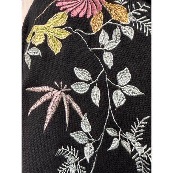 Anthropologie Tiny Cotton Knit Shimmer Floral Embroidered Sweater Size Small - Picture 5 of 7